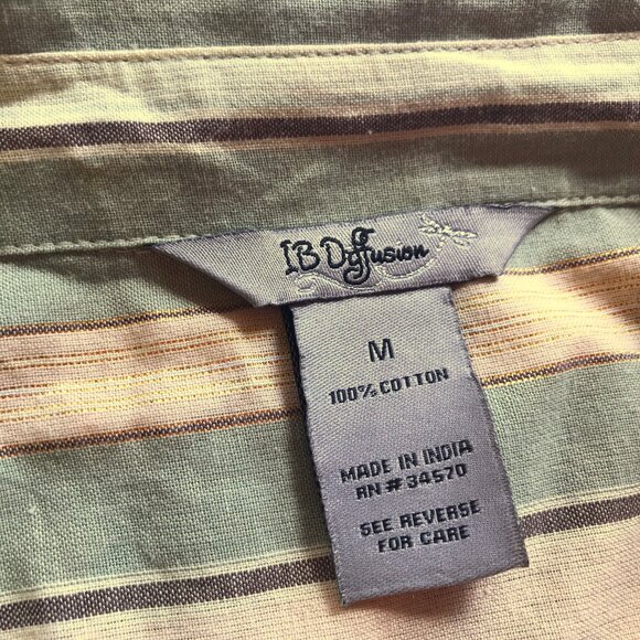 Ruffle Sleeve Button Down Shirt Striped Metallic M IB Diffusion - Picture 8 of 8